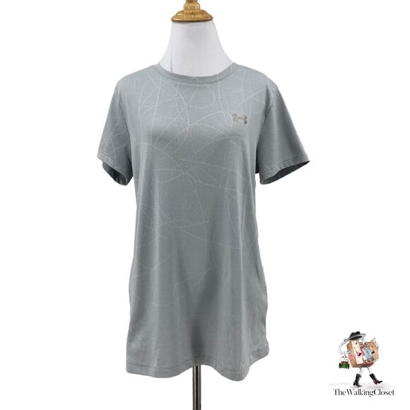 Under Armour Tech Defense Jacquard Shirt Womens L Large Ash Gray Athletic Tee - Picture 1 of 9